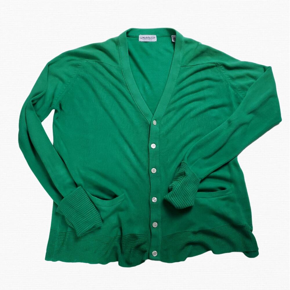 Vintage La Mode Du Golf Large Green Retro Classic Luxury Golf Cardi Long Cuffs L